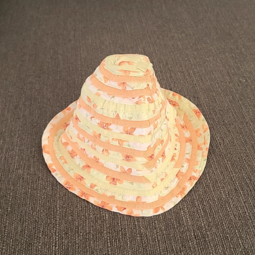 GYMBOREE VINTAGE Grosgrain Ribbon Bucket Hat Sun Beach Baby Girls 6-18 Months